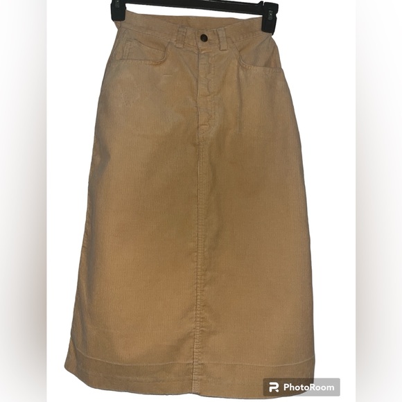 Corduroy Pencil A-Line Medi Skirt Golden Tan Size S - Picture 2 of 5